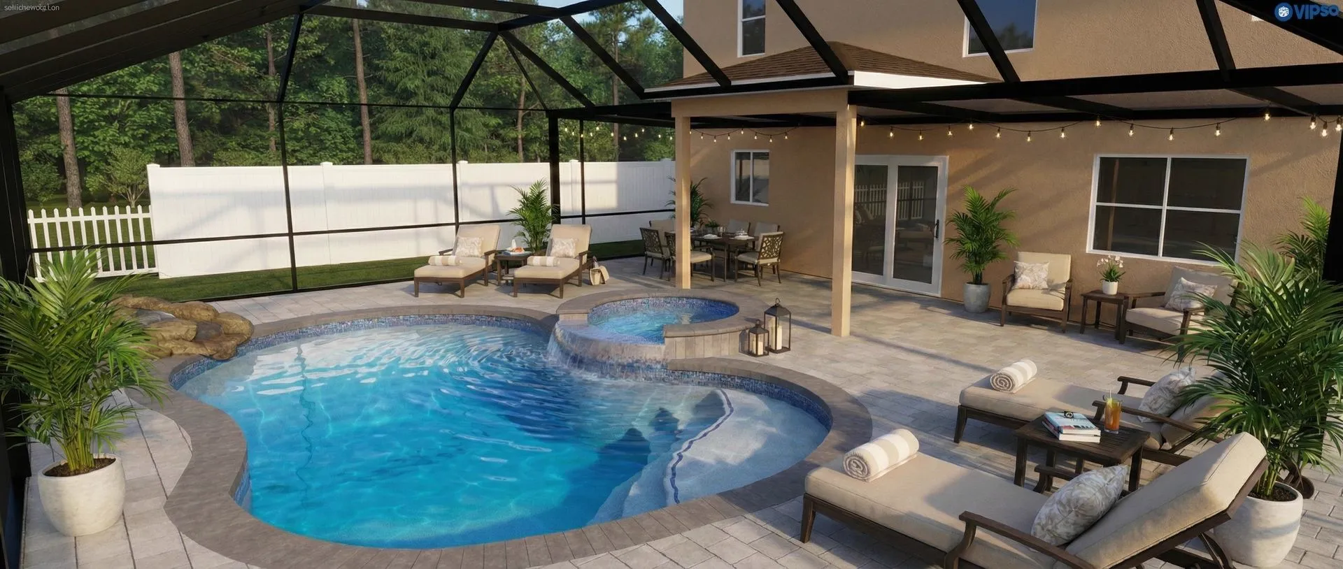 3D render of custom pool design
